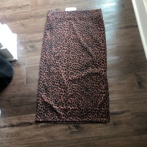 LOFT leopard print midi skirt with side slit